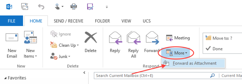 Send as attachment in Outlook for Windows